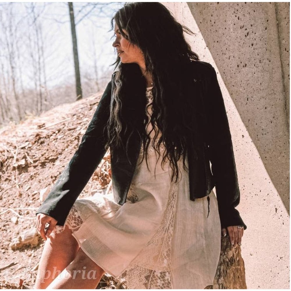 SALE A'reve handmade lace detailed asymmetric dress cream - Picture 5 of 8